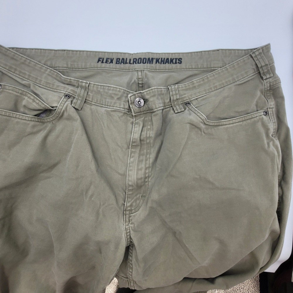 Duluth Trading‎ Co Flex Ballroom Khakis Relaxed Fit Olive Green Mens 42x32